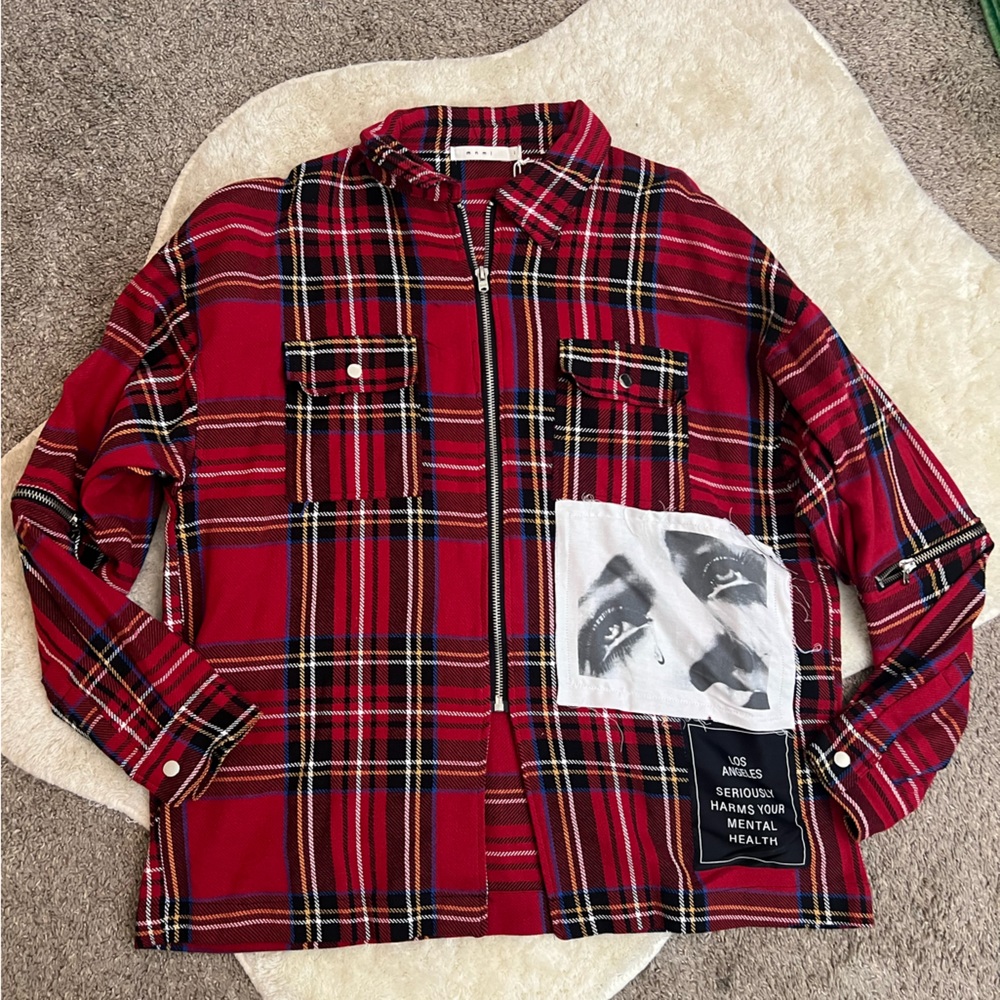 MNML Men’s red flannel zipper punk